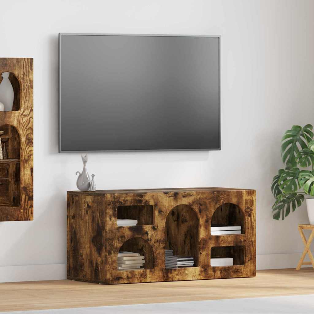 TV Cabinet Smoked Oak 80 x 35 x 40 cm Engineered Wood