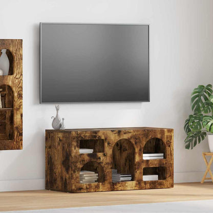 TV Cabinet ELST 80 x 35 x 40 cm Smoked Oak Engineered Wood