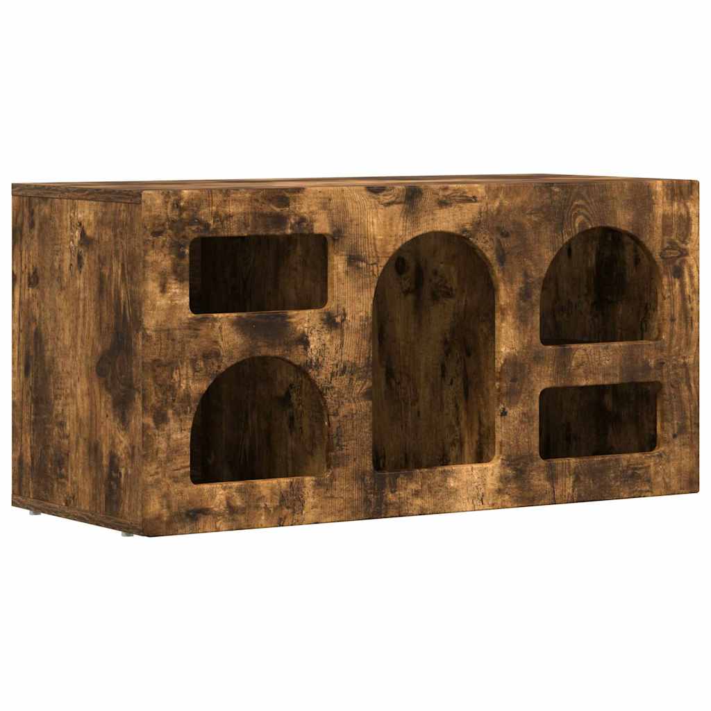 TV Cabinet ELST 80 x 35 x 40 cm Smoked Oak Engineered Wood