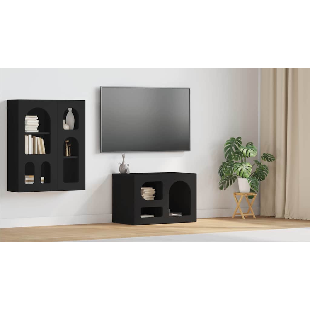TV Cabinet ELST 60 x 35 x 40 cm Black Engineered Wood