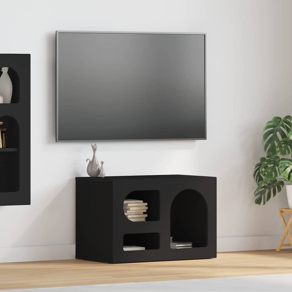 TV Cabinet ELST 60 x 35 x 40 cm Black Engineered Wood