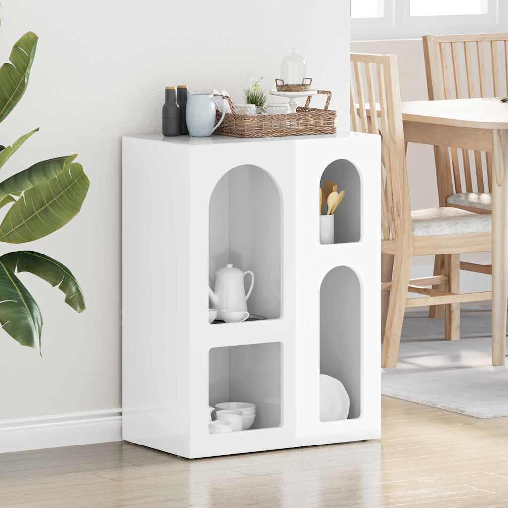 Sideboard High Gloss White 59 x 35 x 80.5 cm Engineered Wood