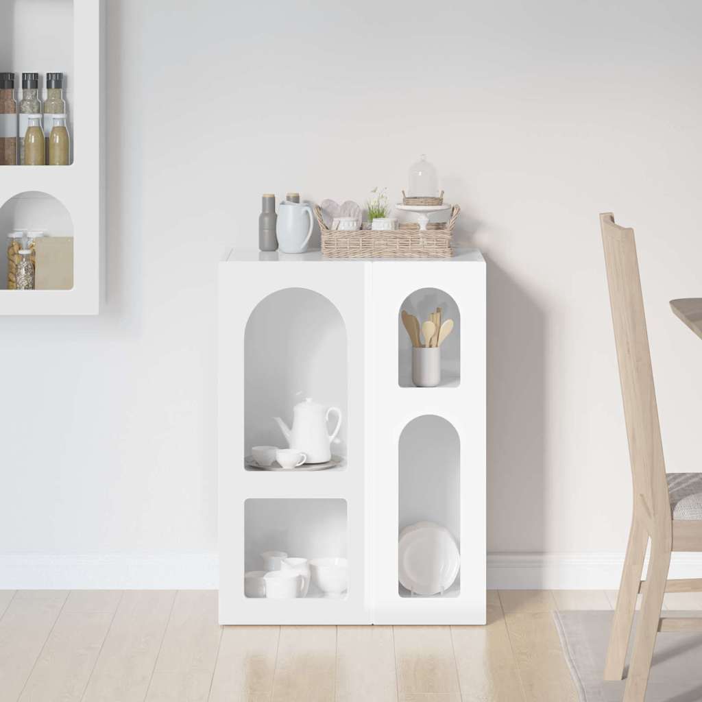 Sideboard High Gloss White 59 x 35 x 80.5 cm Engineered Wood