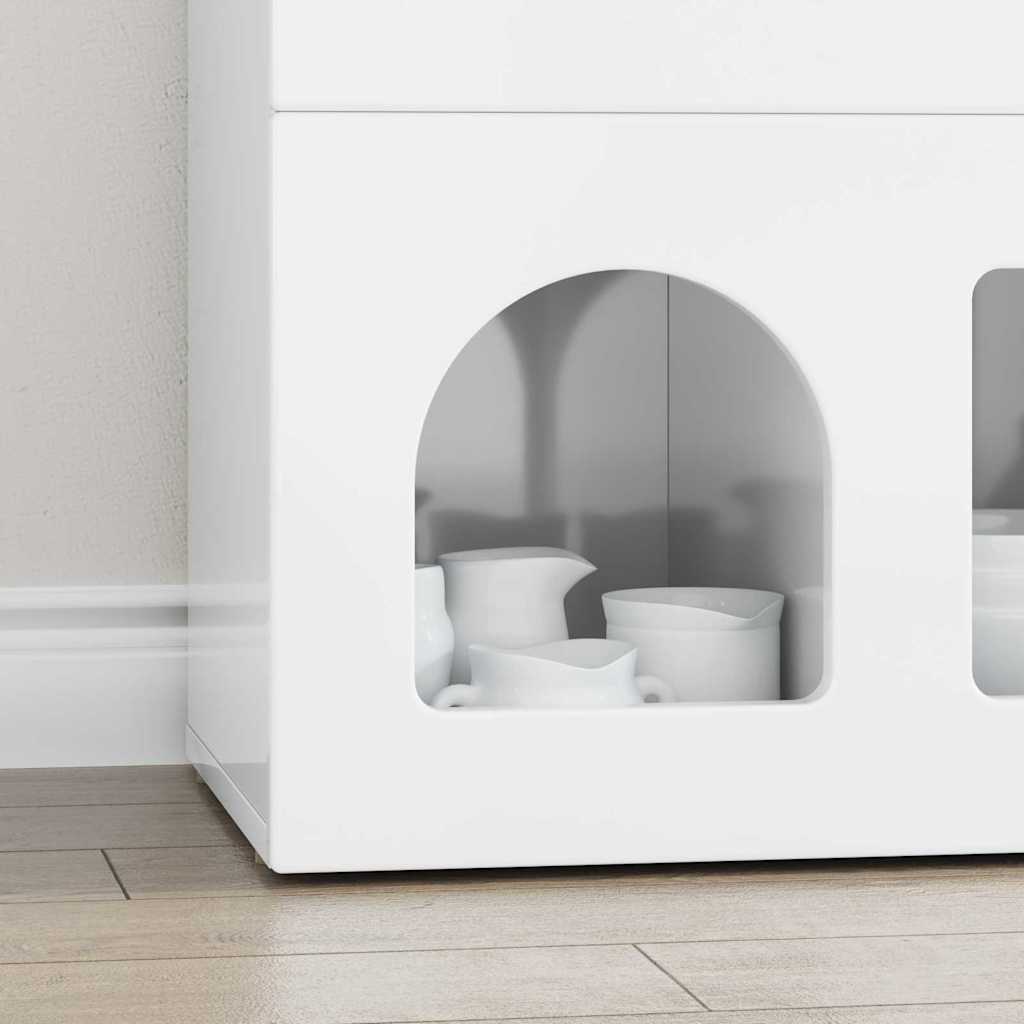 Sideboard High Gloss White 80.5 x 35 x 59 cm Engineered Wood
