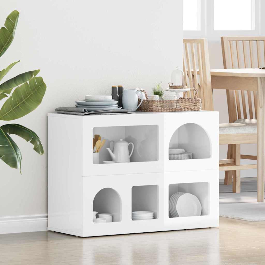 Sideboard High Gloss White 80.5 x 35 x 59 cm Engineered Wood