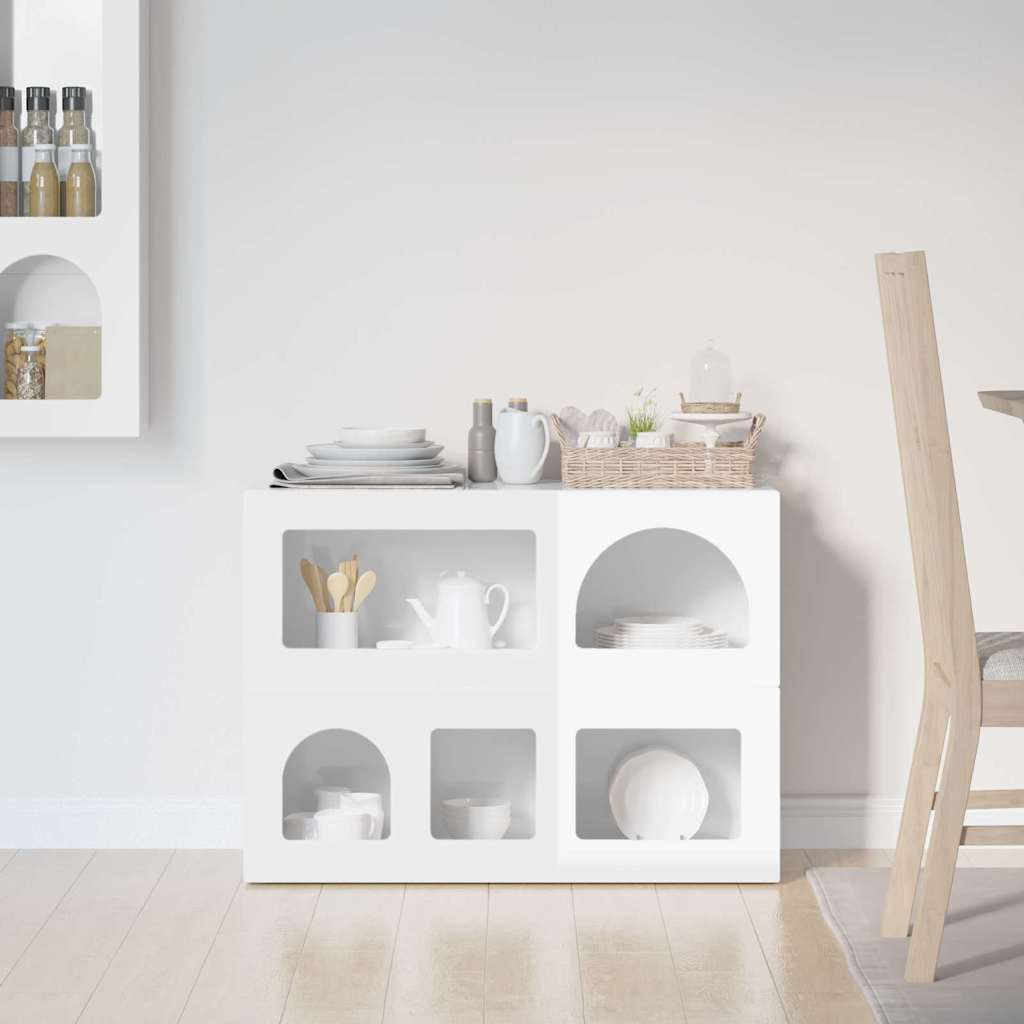 Sideboard High Gloss White 80.5 x 35 x 59 cm Engineered Wood