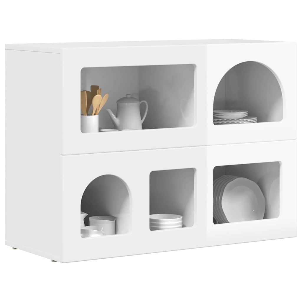 Sideboard High Gloss White 80.5 x 35 x 59 cm Engineered Wood