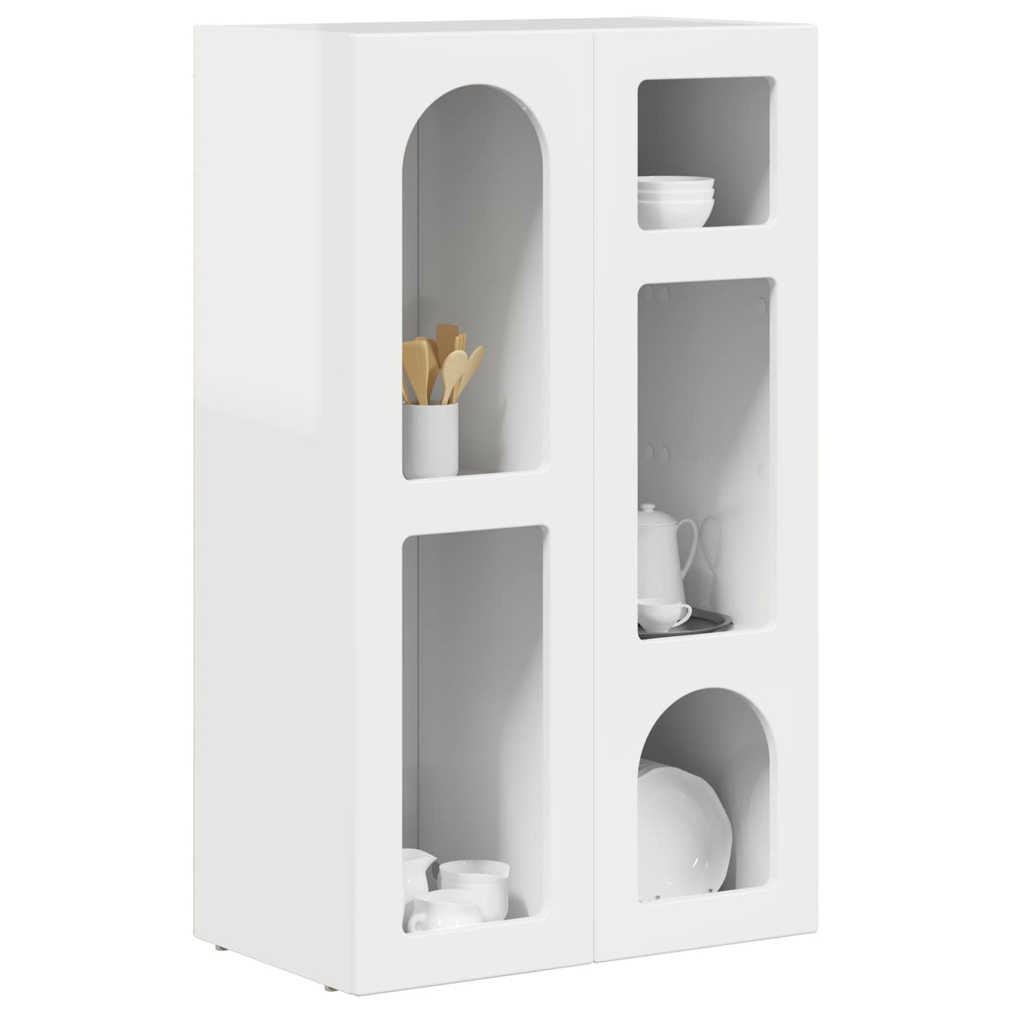 Sideboard High Gloss White 59 x 35 x 100.5 cm Engineered Wood