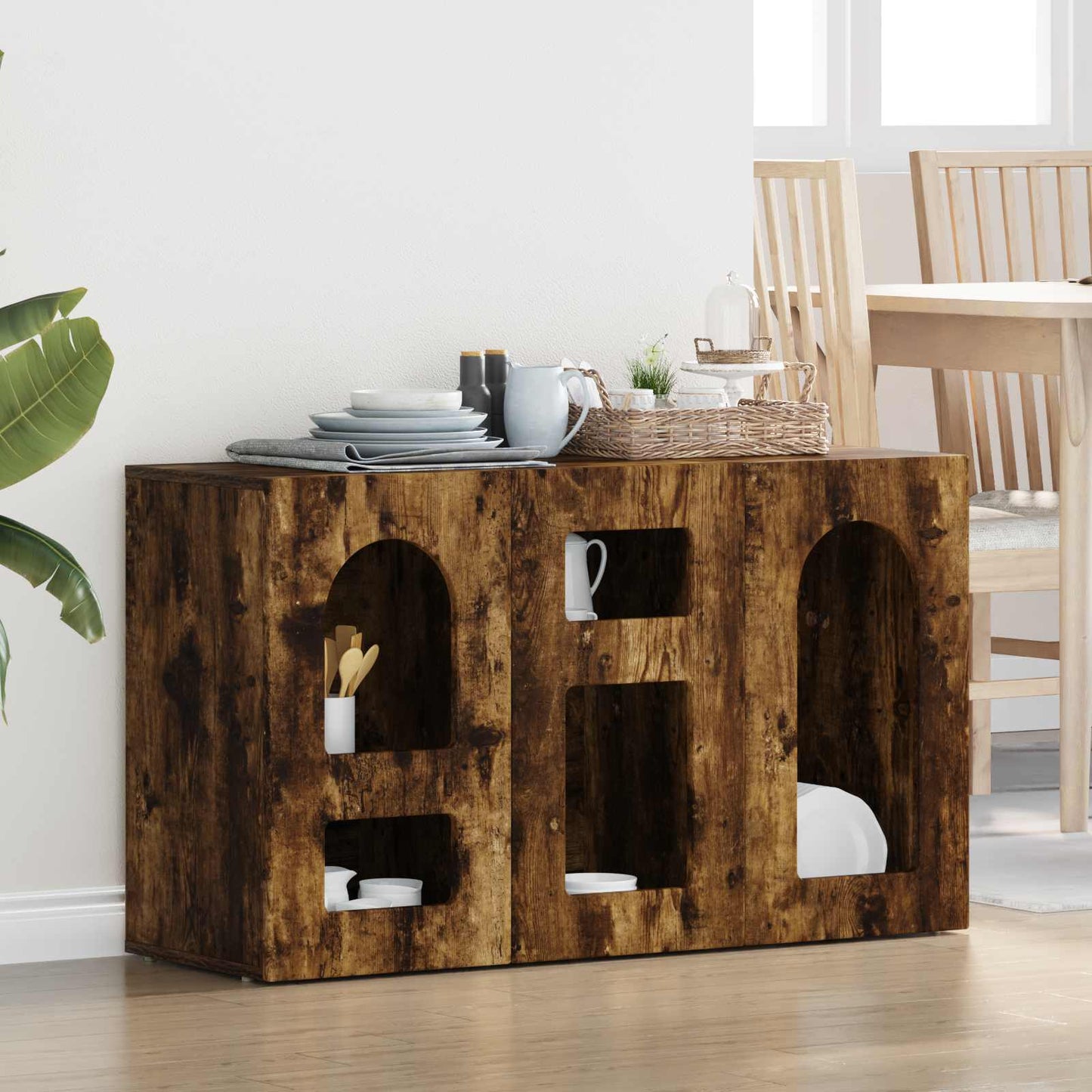 Sideboard ELST Smoked Oak 100 x 35 x 59 cm Engineered Wood
