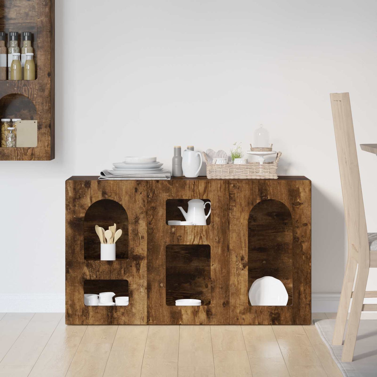 Sideboard ELST Smoked Oak 100 x 35 x 59 cm Engineered Wood