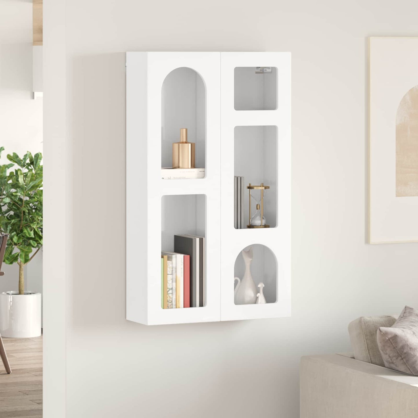 Hanging Cabinet with Shelf High Gloss White 59 x 20 x 100 cm