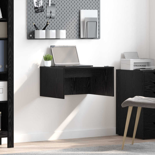 Wall-Mounted Desk Black Oak Engineered Wood 60 x 45 x 30 cm