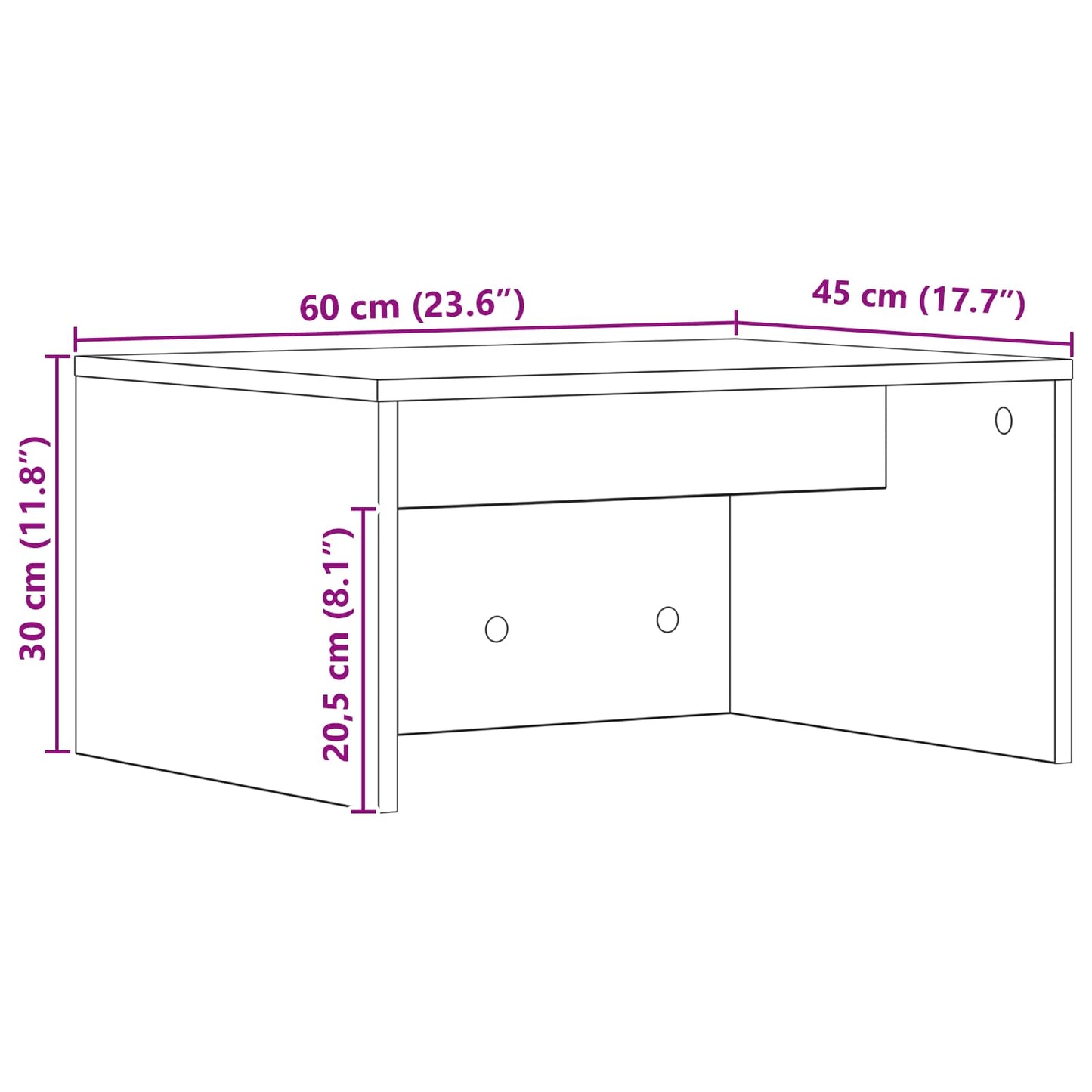 Wall-Mounted Desk Grey Sonoma 60 x 45 x 30 cm Engineered Wood