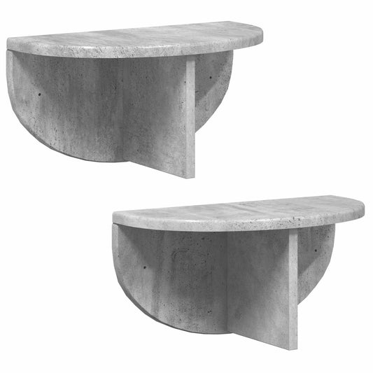 Wall Shelf 2 pcs Concrete Grey 38 x 19 x 19 cm Engineered Wood