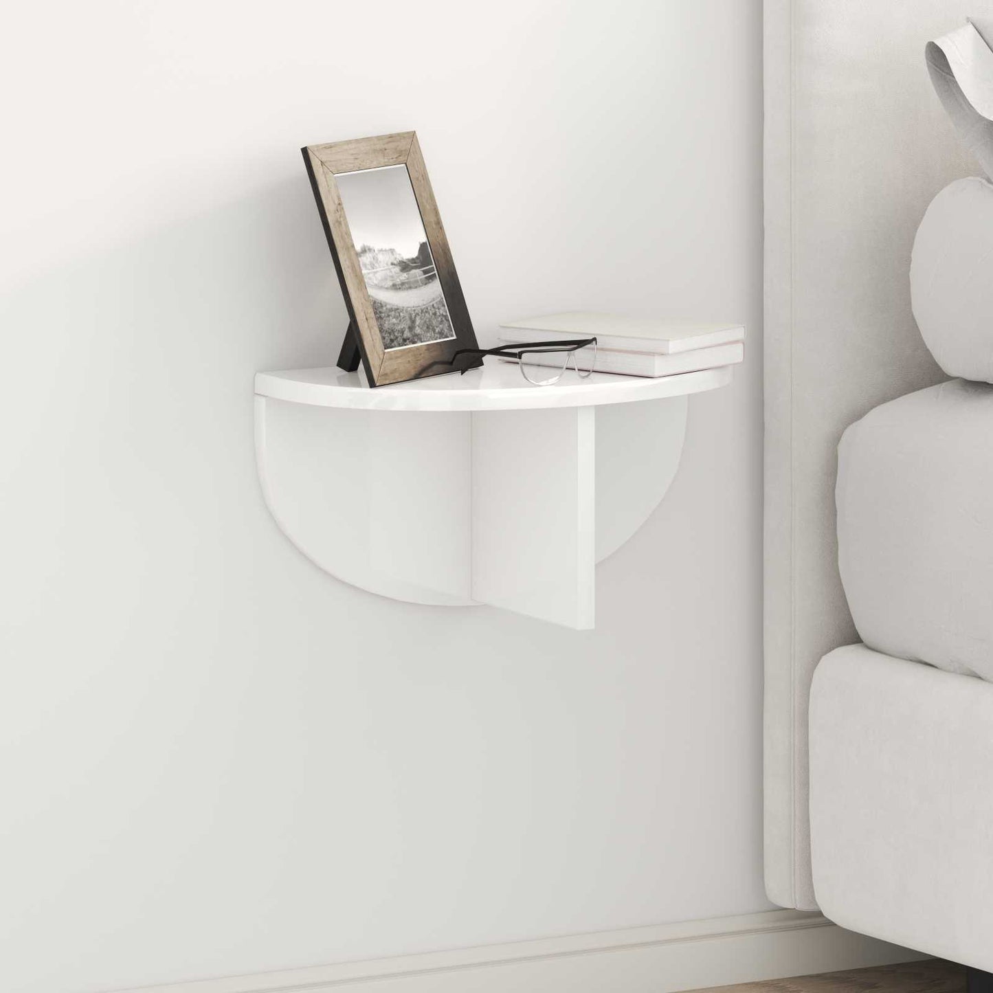 Wall Shelf Wall-mounted 2 pcs High Gloss White 38 x 19 x 19 cm