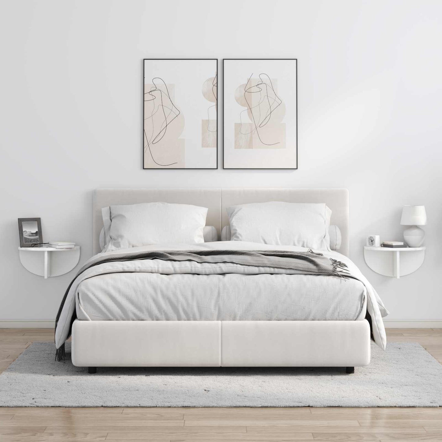 Wall Shelf Wall-mounted 2 pcs High Gloss White 38 x 19 x 19 cm
