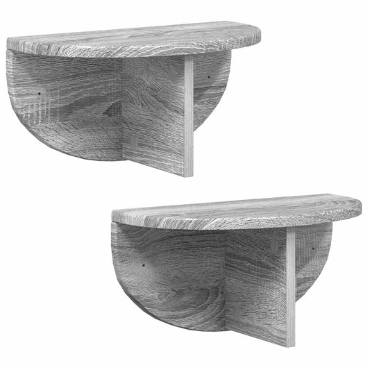 Wall Shelf 2 pcs Grey Sonoma 38 x 19 x 19 cm Engineered Wood