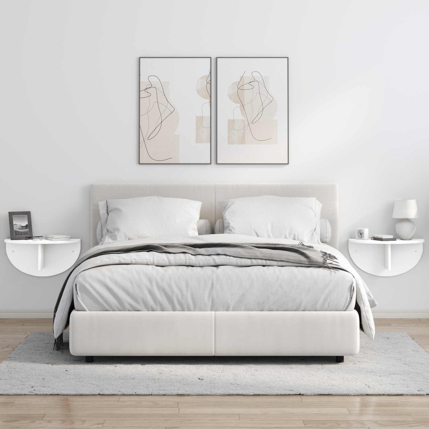Wall Shelf Wall-mounted White 48 x 24 x 24 cm Engineered Wood