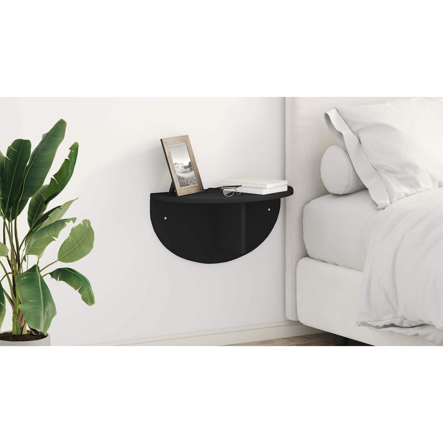 Wall Shelf Wall-mounted Black 48 x 24 x 24 cm Engineered Wood