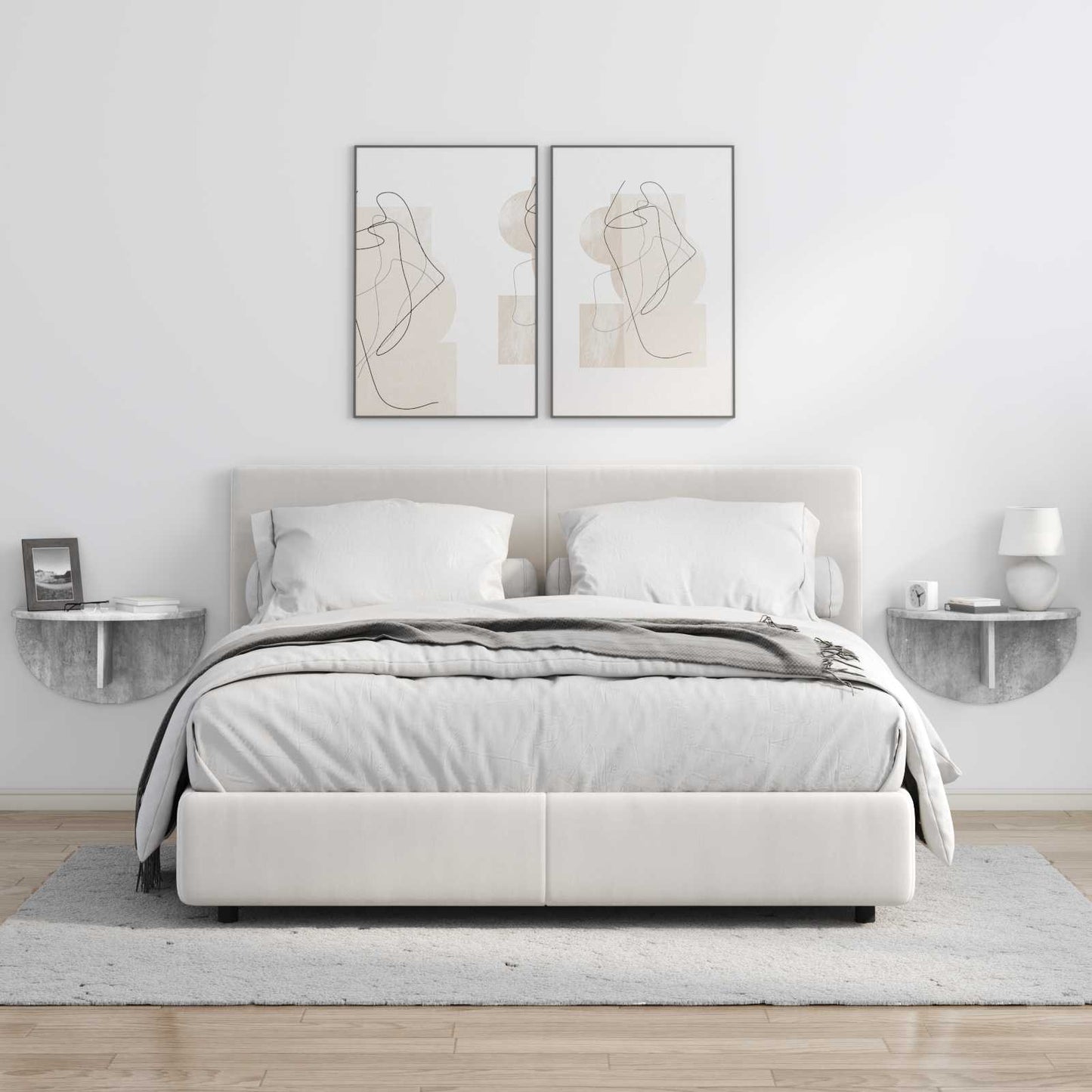 Wall Shelf Wall-Mounted Concrete Grey 48 x 24 x 24 cm
