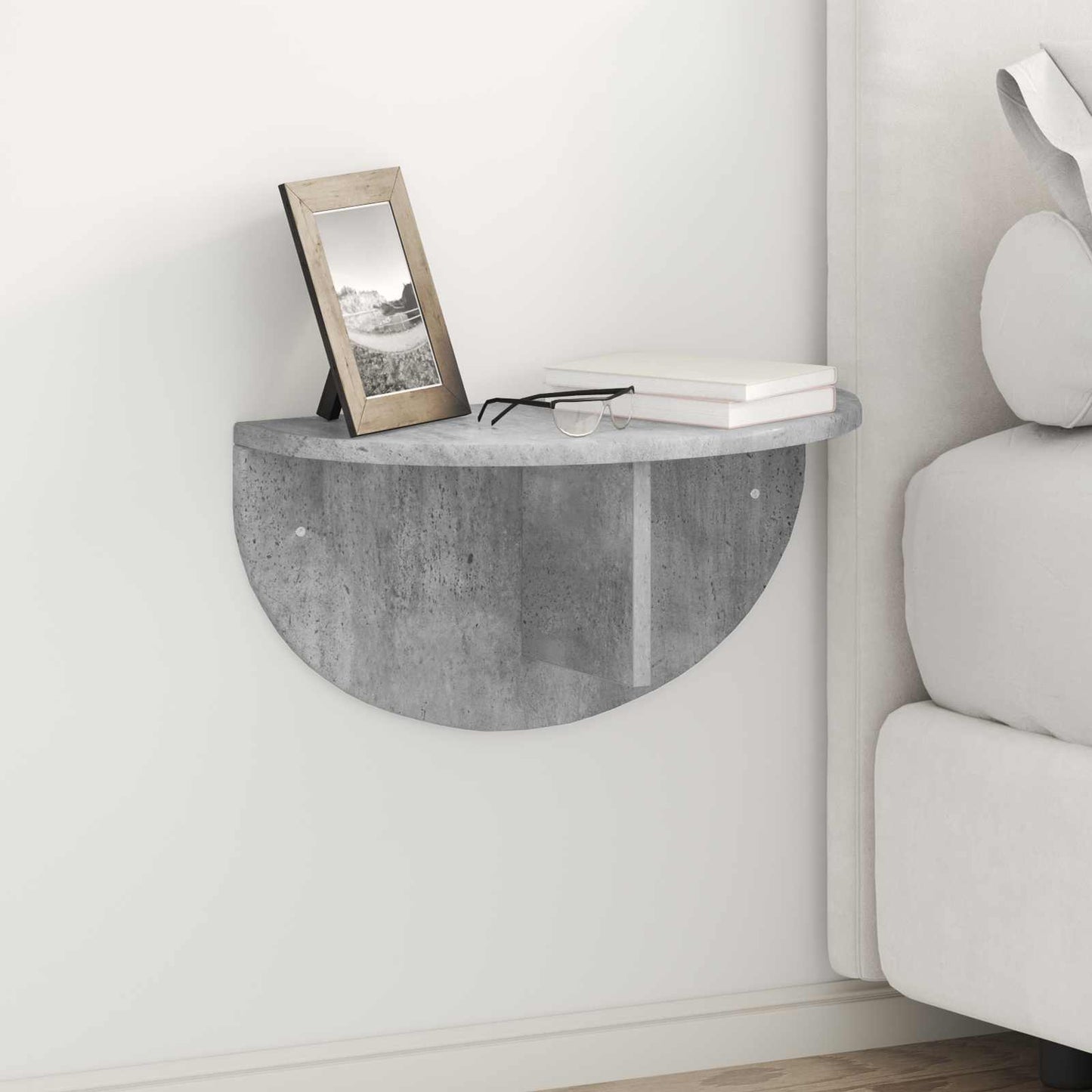 Wall Shelf 2 pcs Concrete Grey 48 x 24 x 24 cm Engineered Wood