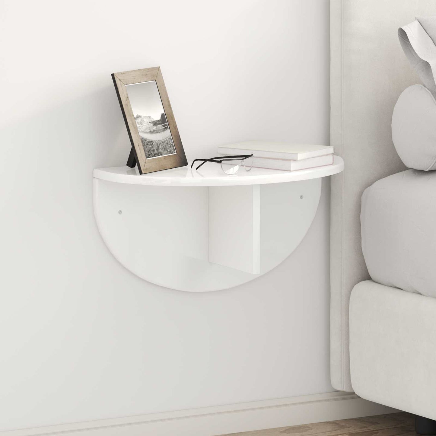 Wall Shelf Wall-Mounted High Gloss White 48 x 24 x 24 cm