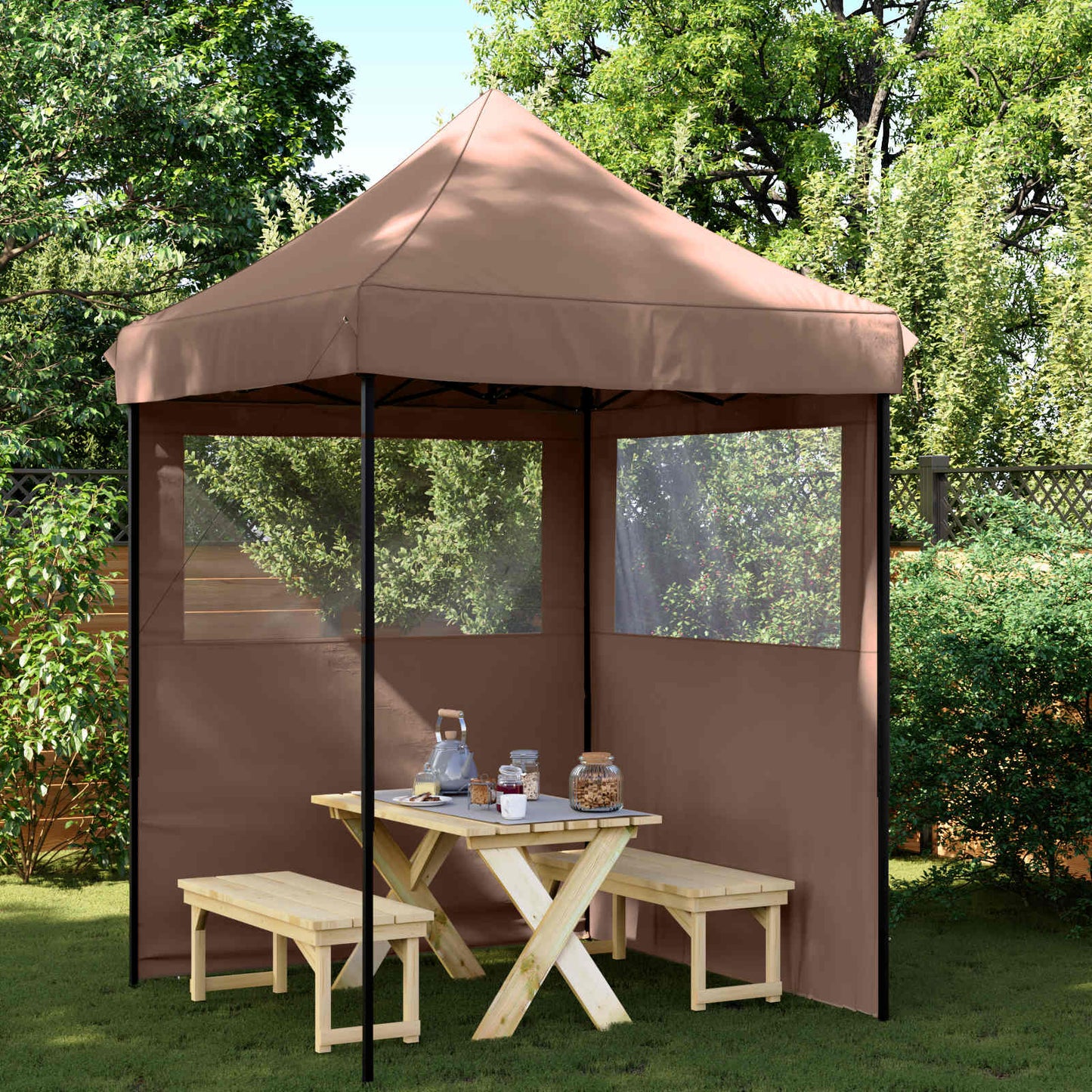 Party Tent Folding Brown 200 x 200 x 306 cm Oxford Fabric