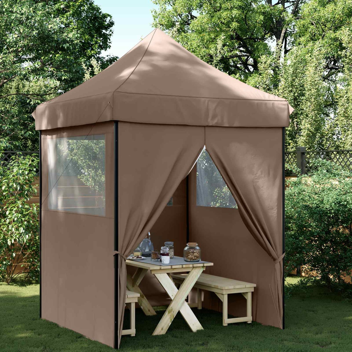 Party Tent Folding Brown 200 x 200 x 306 cm Oxford Fabric