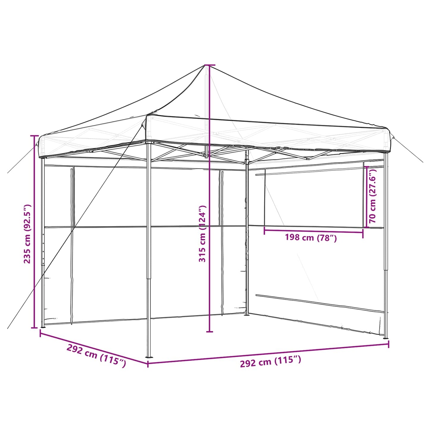 Party Tent Folding Brown 292 x 292 x 315 cm Oxford Fabric