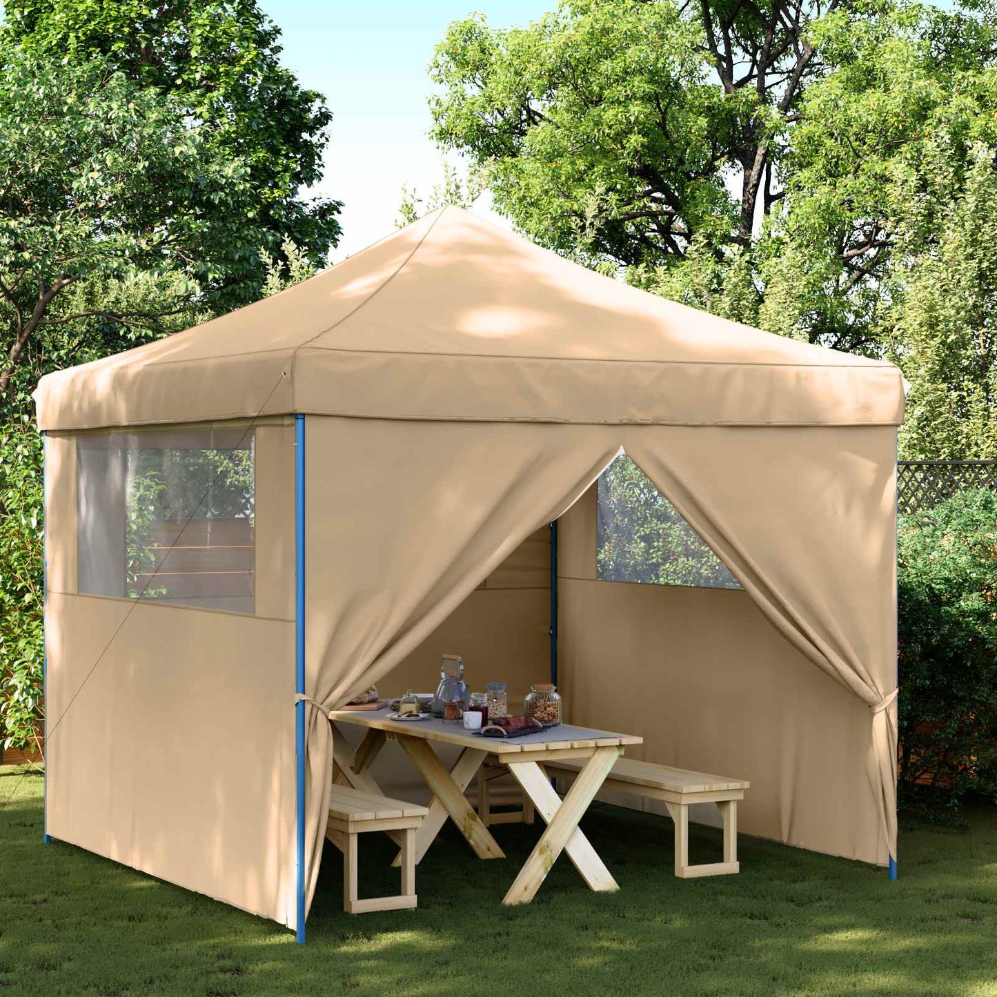 Party Tent Folding Beige 292 x 292 x 315 cm Oxford Fabric