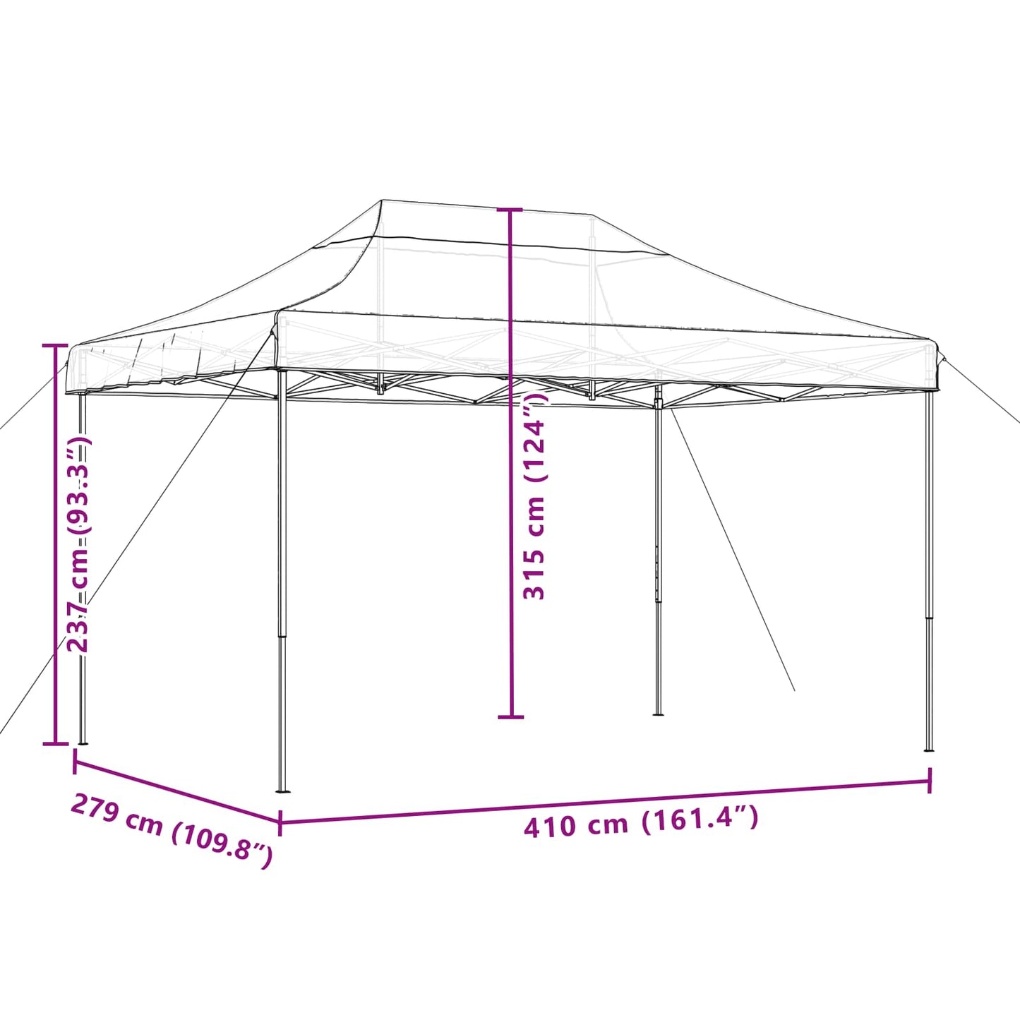 Party Tent Folding Beige 279 x 410 x 315 cm Oxford Fabric