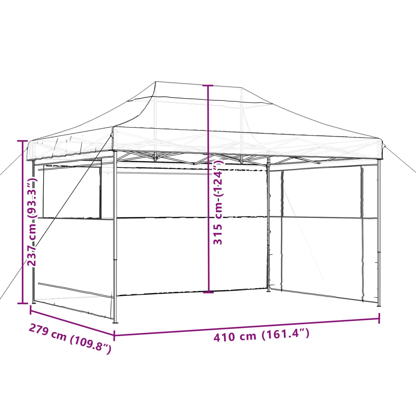 Party Tent Folding Beige 279 x 410 x 315 cm Oxford Fabric