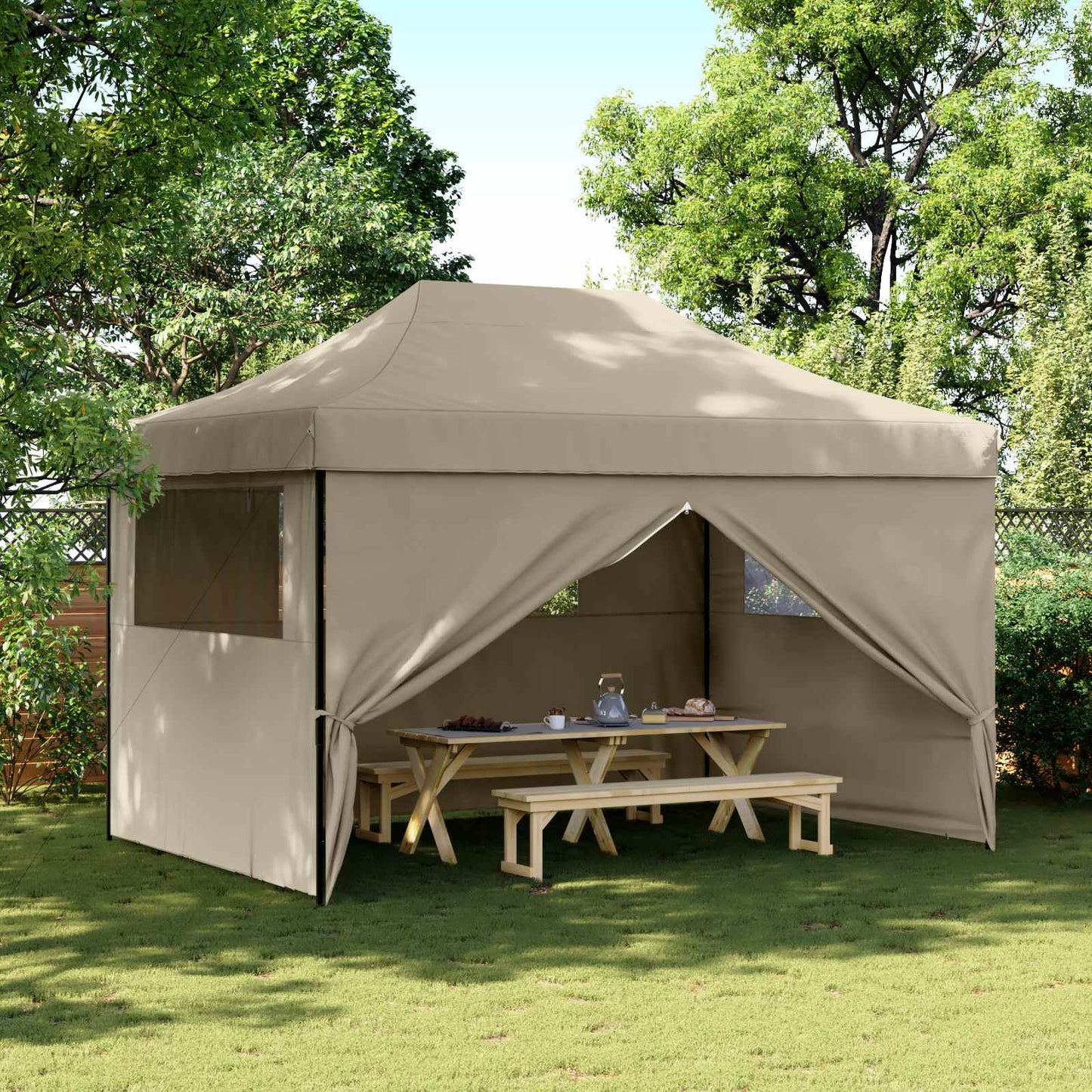 Party Tent Folding Taupe 279 x 410 x 315 cm Oxford Fabric