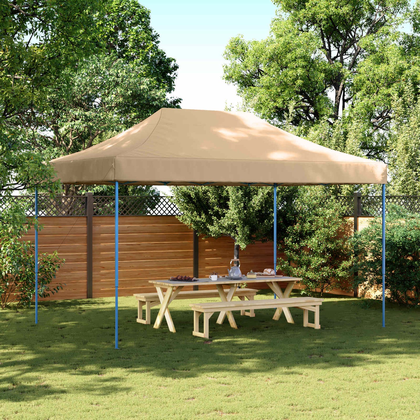 Party Tent Folding Beige 292 x 440 x 315 cm Oxford Fabric