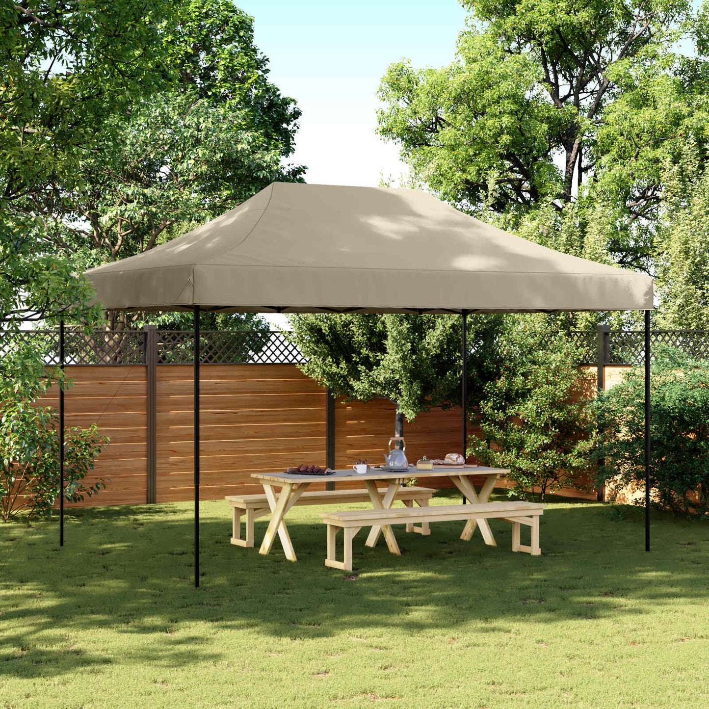 Party Tent Folding Taupe 292 x 440 x 315 cm Oxford Fabric
