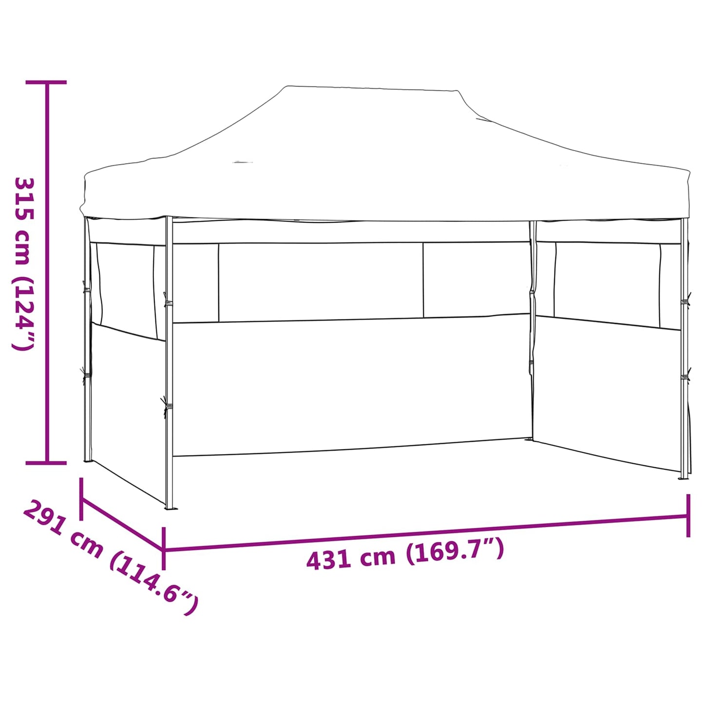 Party Tent Folding Anthracite 291 x 431 x 315 cm Oxford Fabric