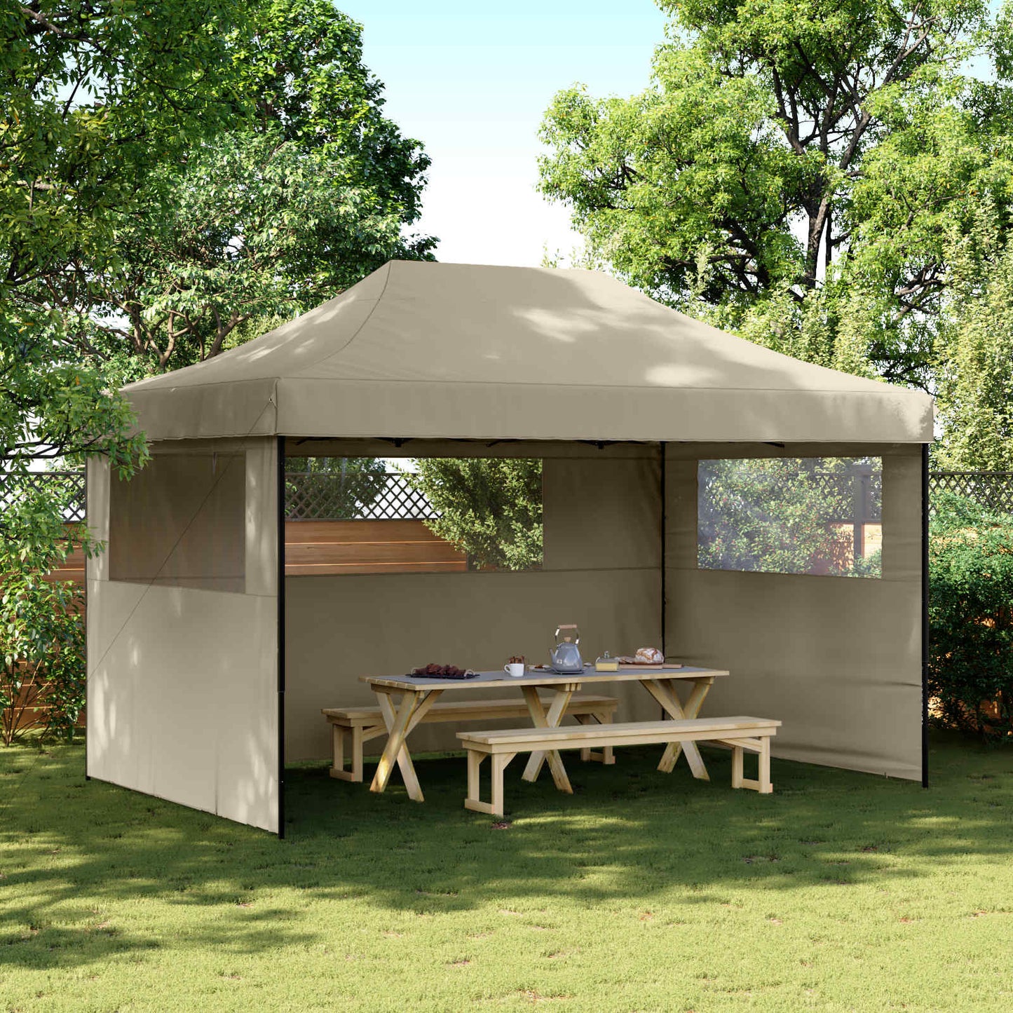 Party Tent Folding Taupe 292 x 440 x 315 cm Oxford Fabric