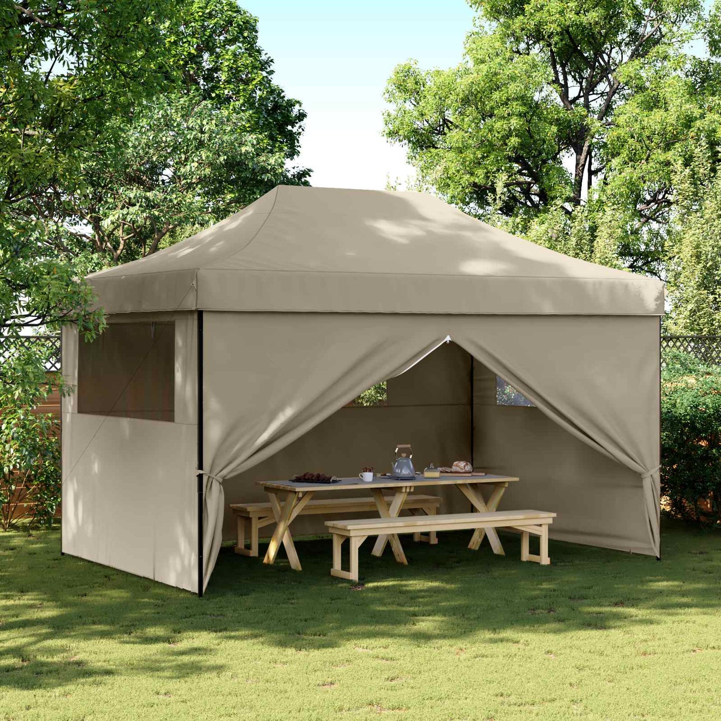 Party Tent Folding Taupe 292 x 440 x 315 cm Oxford Fabric