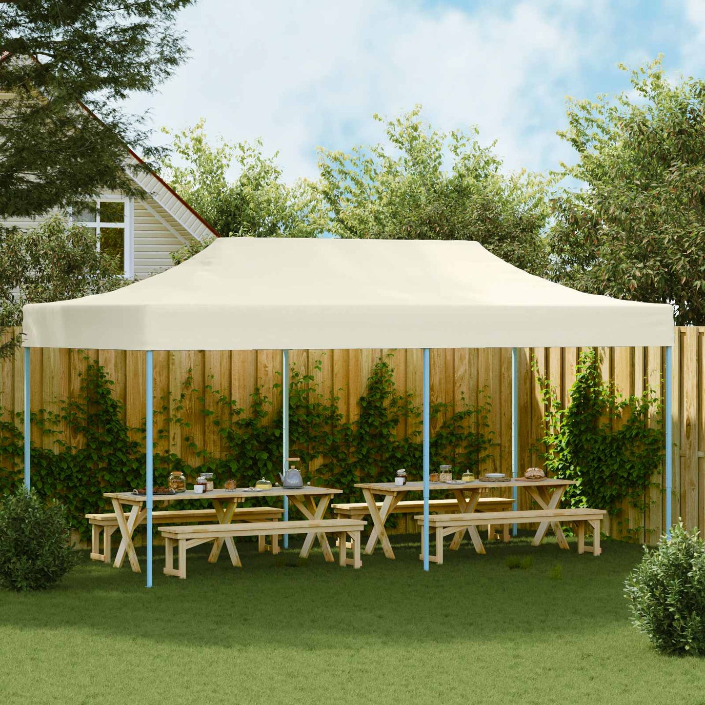 Party Tent Folding Cream 291 x 580 x 315 cm Oxford Fabric