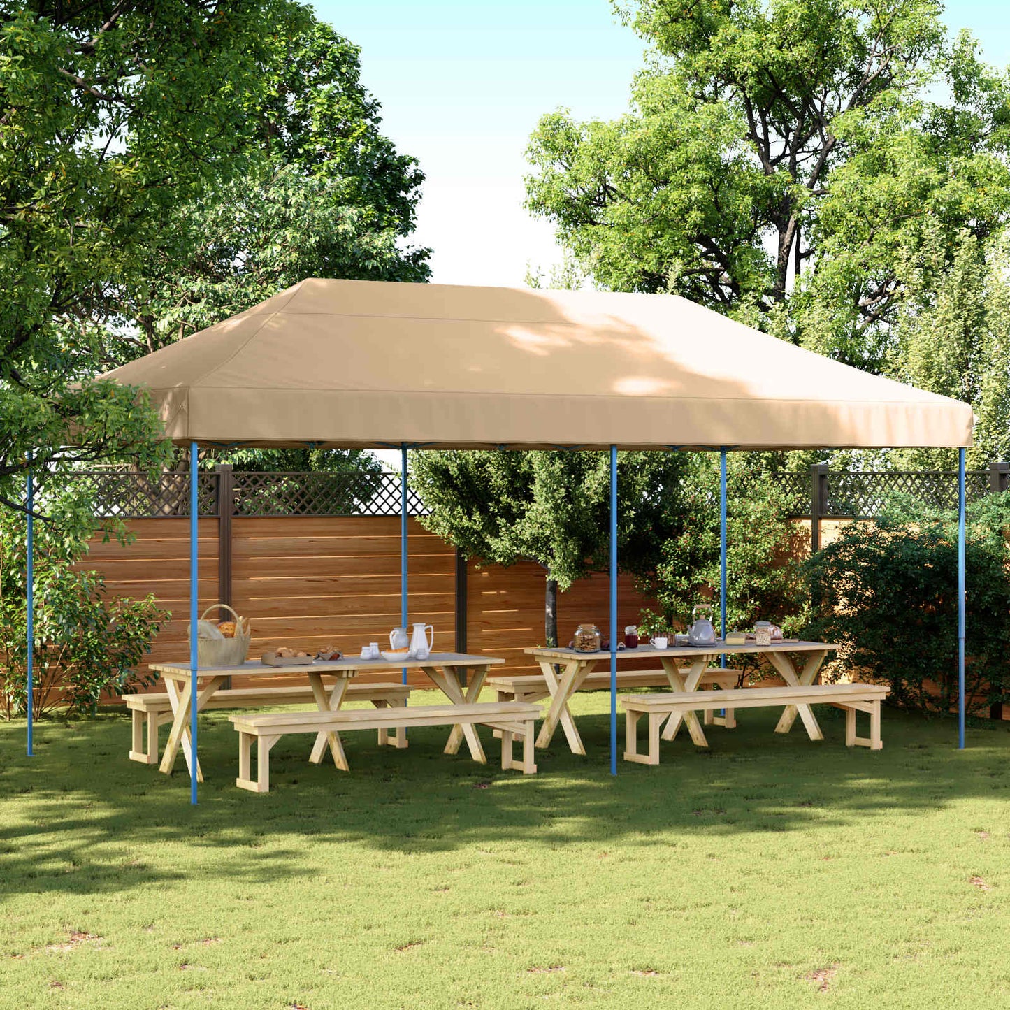 Party Tent Folding Beige 292 x 580 x 315 cm Oxford Fabric