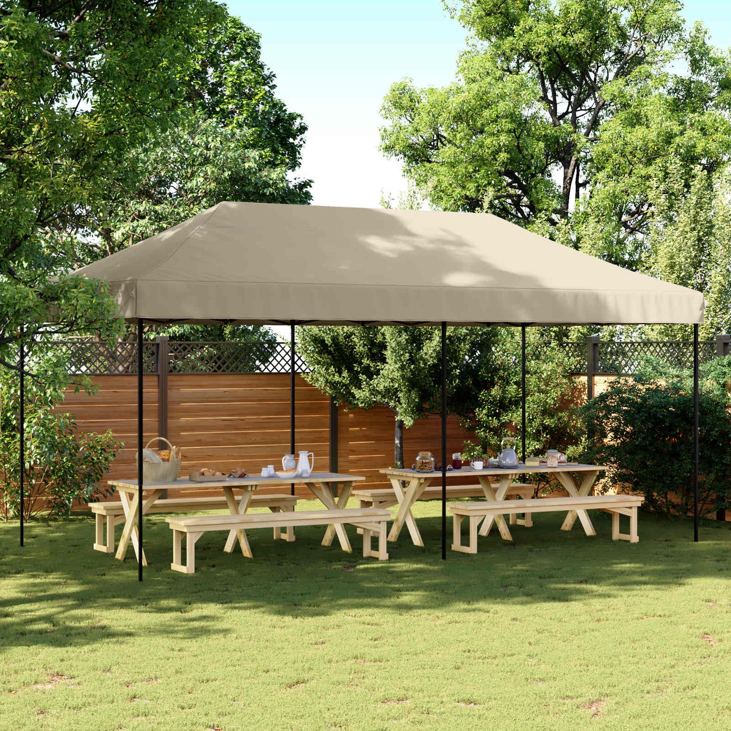 Party Tent Folding Taupe 292 x 580 x 315 cm Oxford Fabric