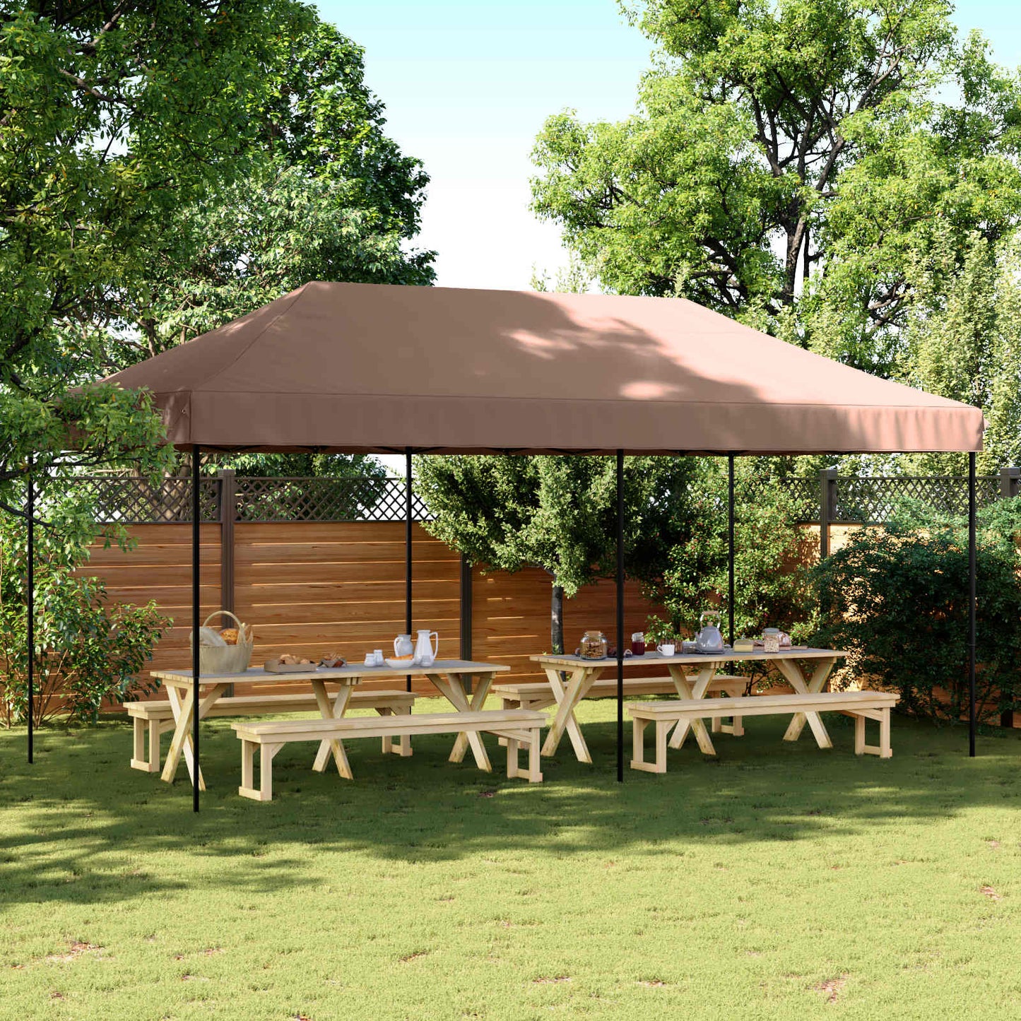 Party Tent Folding Brown 292 x 580 x 315 cm Oxford Fabric