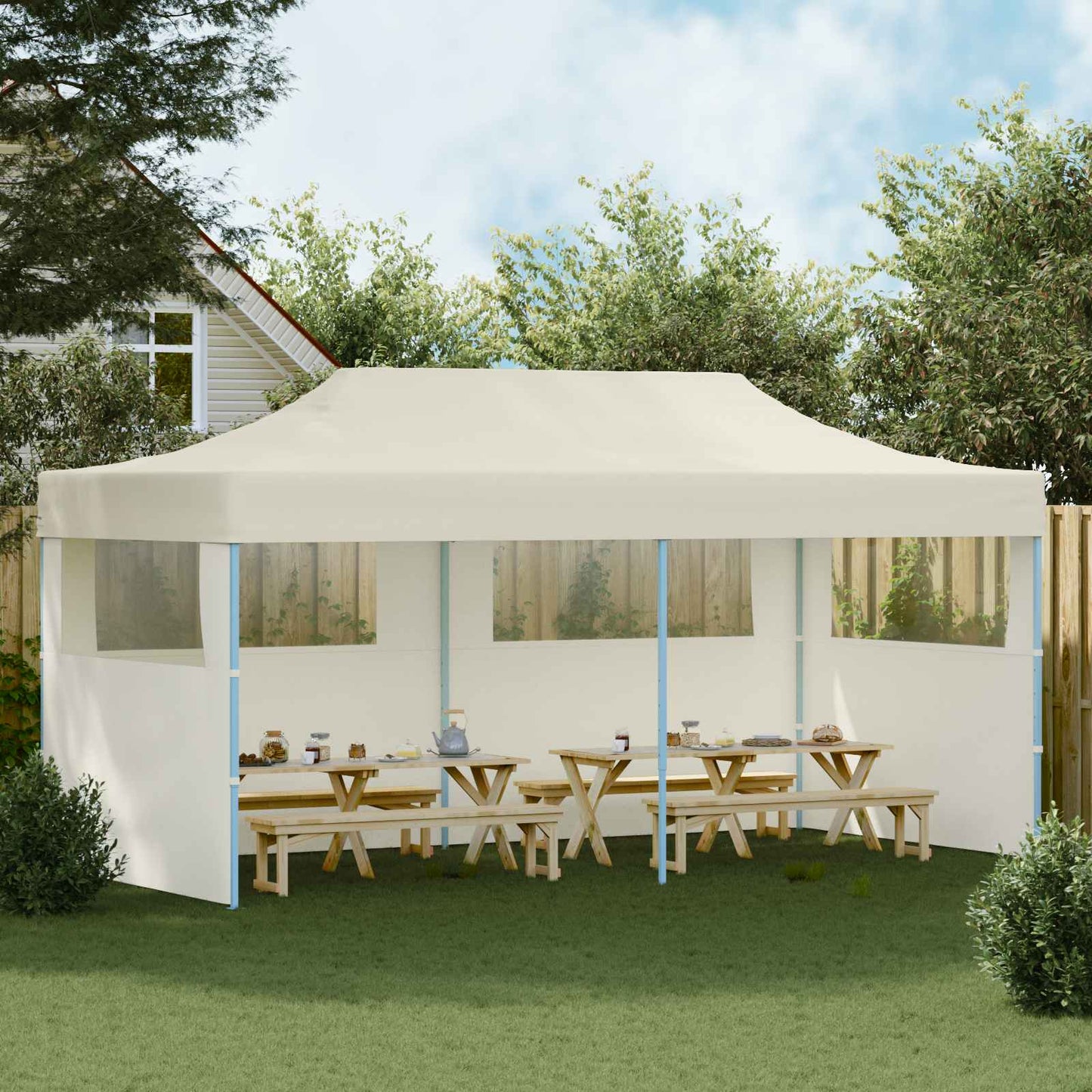 Party Tent Folding Cream 291 x 580 x 315 cm Oxford Fabric