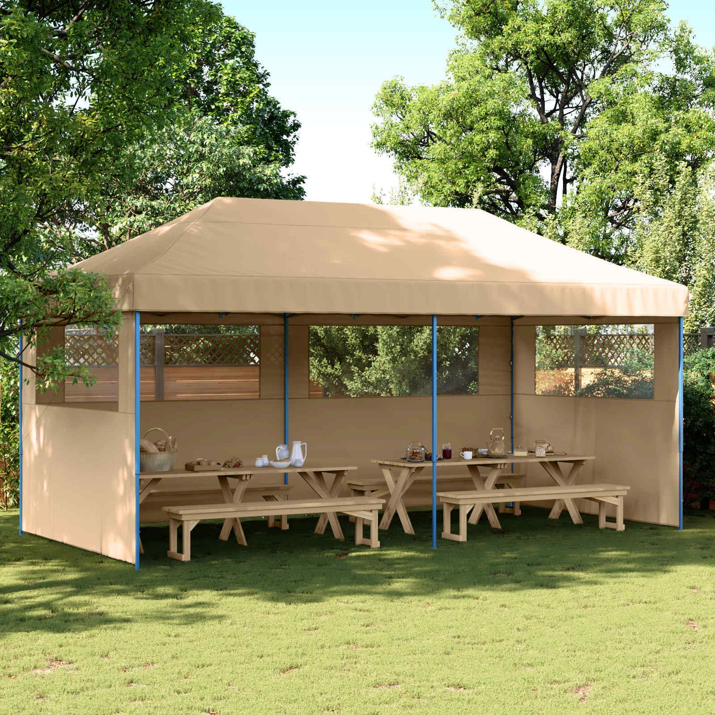 Party Tent Folding Beige 292 x 580 x 315 cm Oxford Fabric