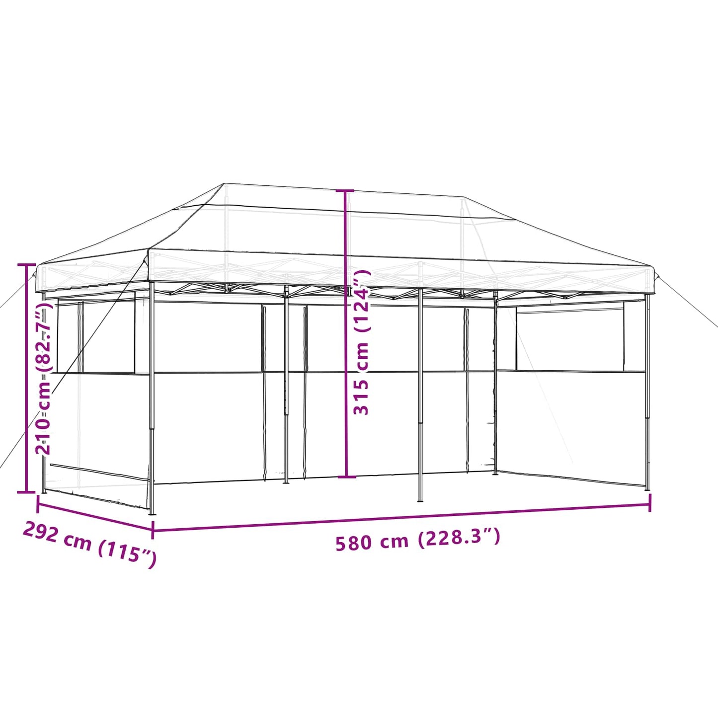Party Tent Folding Orange 292 x 580 x 315 cm Oxford Fabric