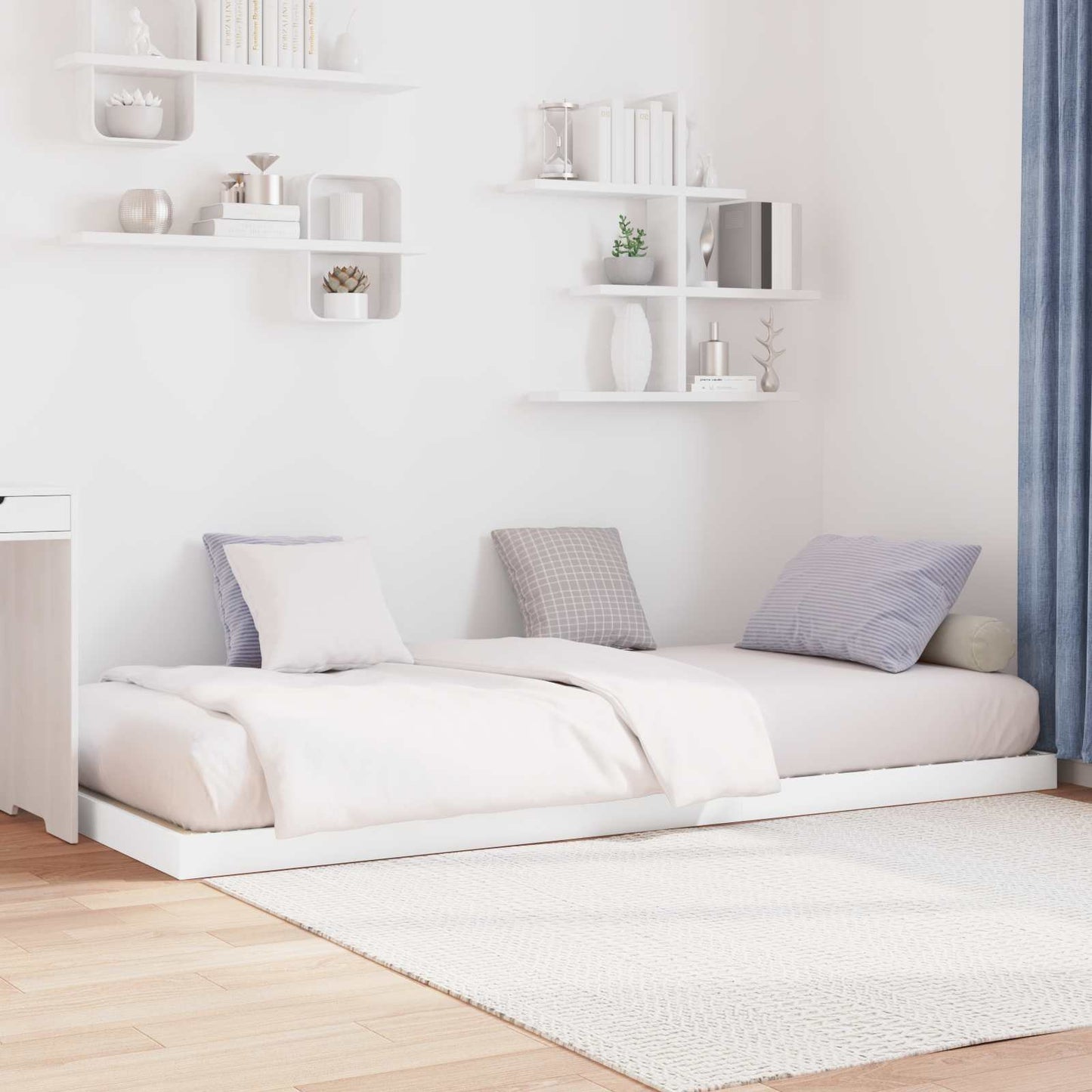 Floor Bed Frame White 75 x 190 cm Engineered Wood