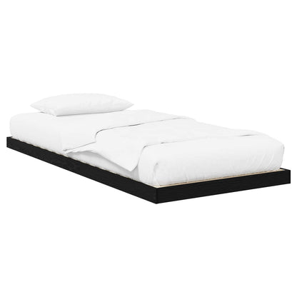 Floor Bed Frame Black Oak 75 x 190 cm Engineered Wood