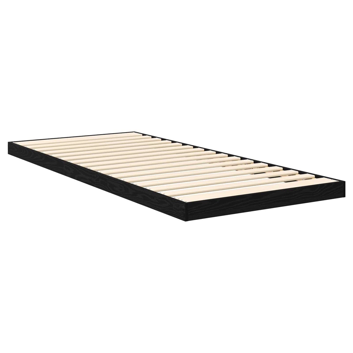 Floor Bed Frame Black Oak 75 x 190 cm Engineered Wood