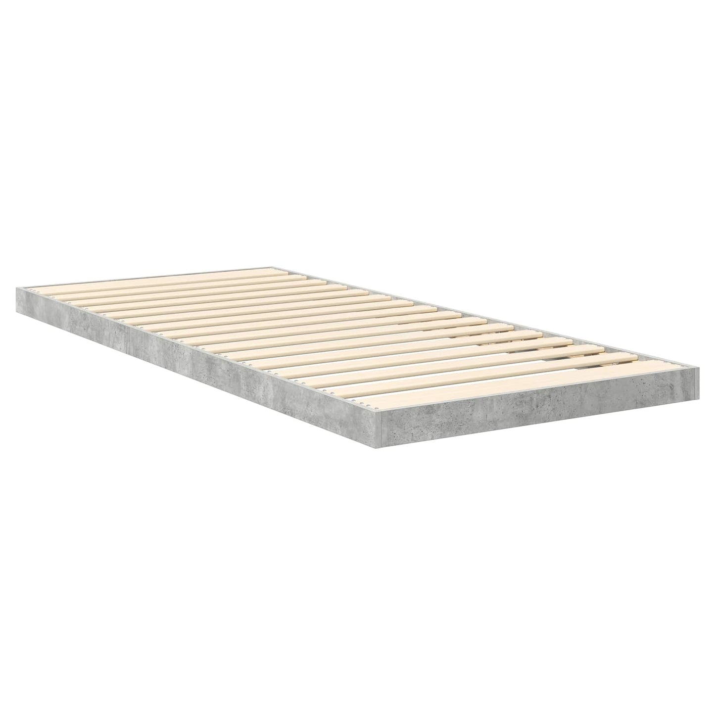 Floor Bed Frame Concrete Grey 75 x 190 cm Engineered Wood