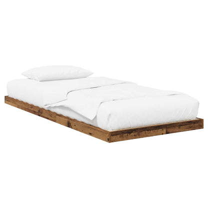 Floor Bed Frame Old Wood 75 x 190 cm Engineered Wood
